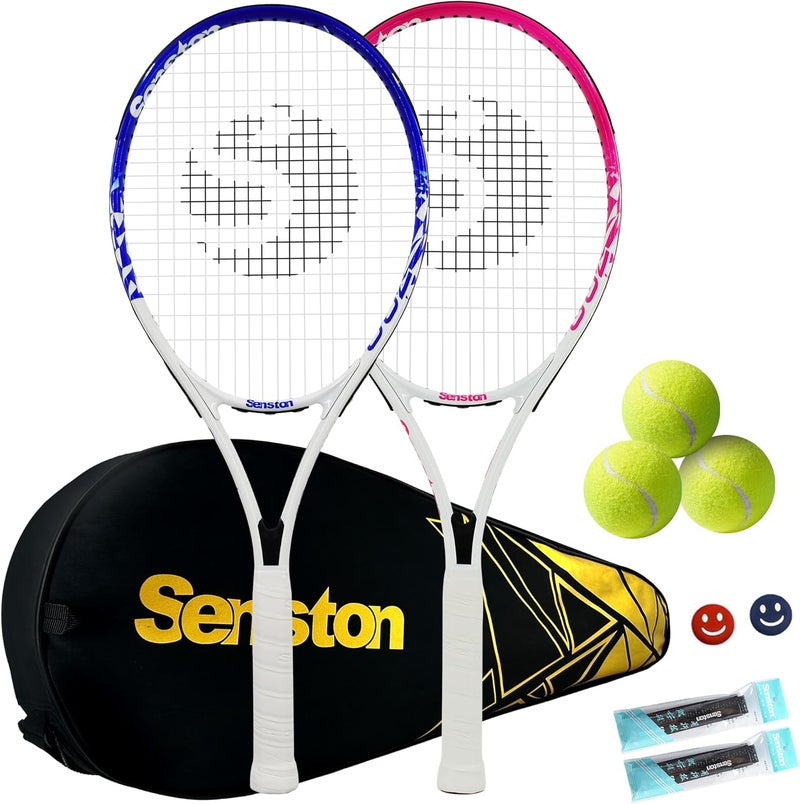 Senston Tennis Rackets for Adults 27 inch Tennis Racquets - 2 Player Tennis Racket Set with 3balls,2 Grips, 2 Vibration Dampers - Image 1